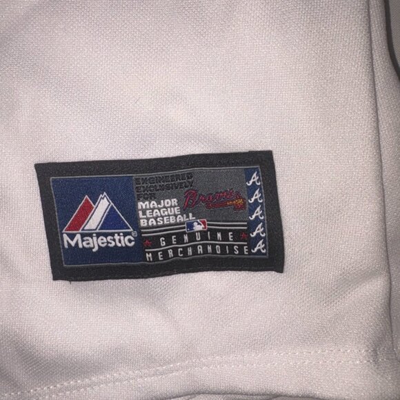 Adult Atlanta Braves Majestic MLB Baseball Jersey Top Size Large Button - Picture 2 of 7